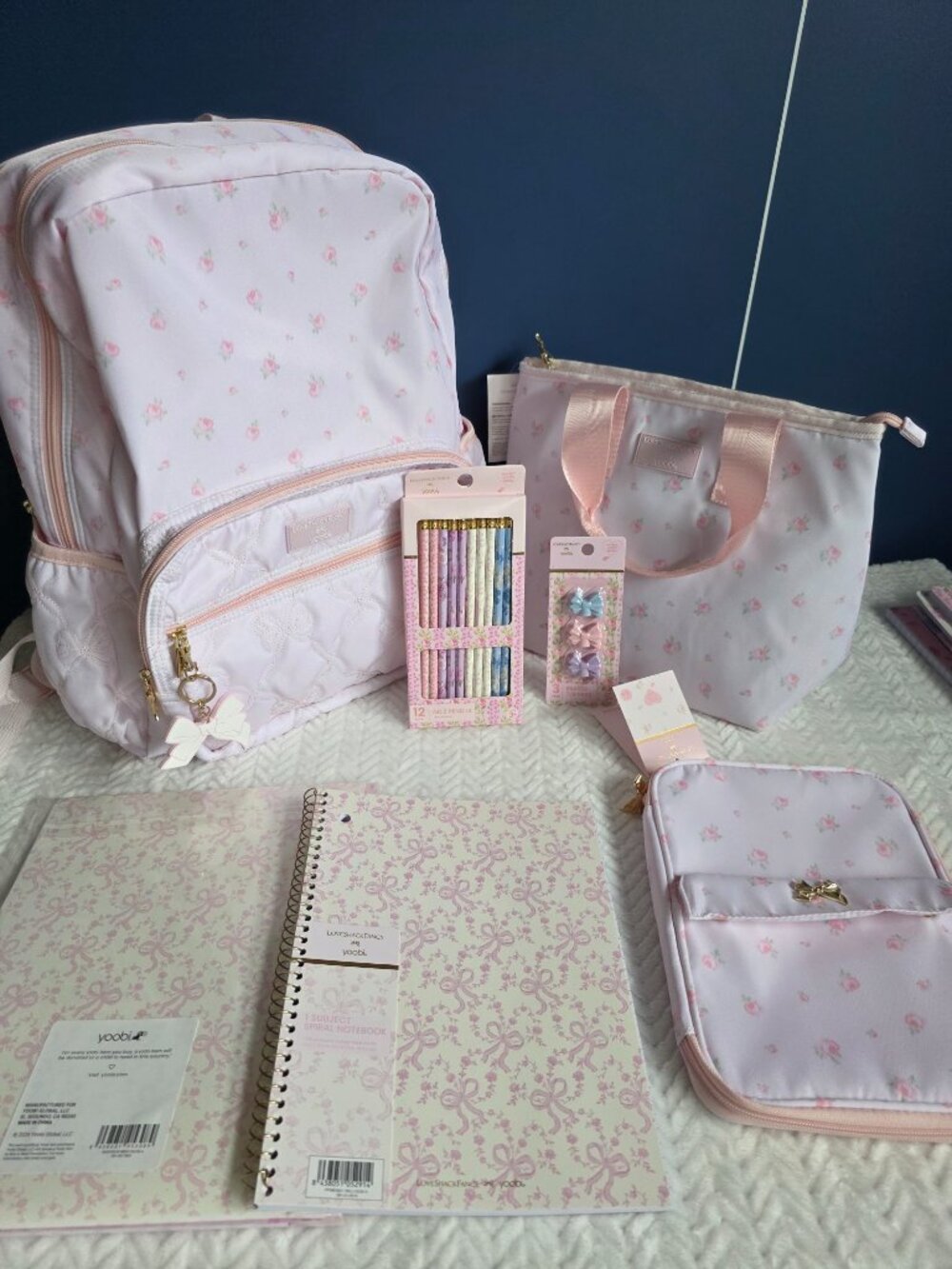 LoveShackFancy Target blooming backpack lunch bag set tech organizer pink bundle